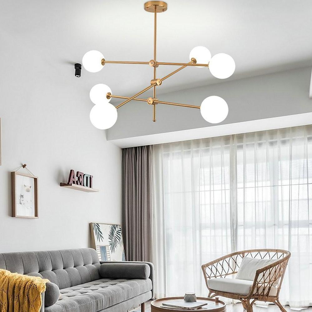 Geometrical Gold Sputnik Chandelier Globe Chandelier 6 Bulbs