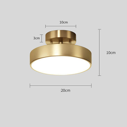 Circular Electroplated Copper LED Nordic Adjustable Ceiling Lights Flush Mount Lighting