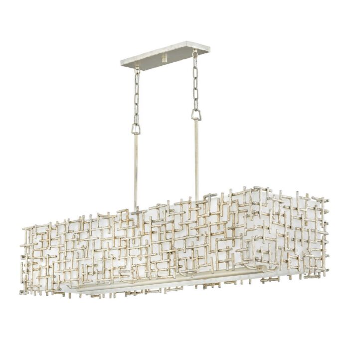 Fredrick Ramond Farrah 8-Light Linear Chandelier In Silver Leaf*