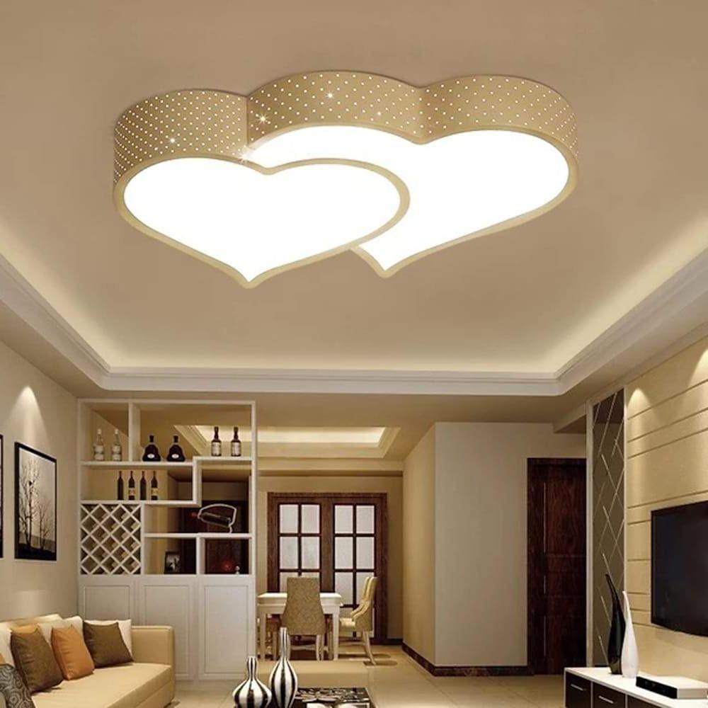 Heart Shaped Painted Metal Flush Mount Ceiling Light With Dimmable Ambient LED Light