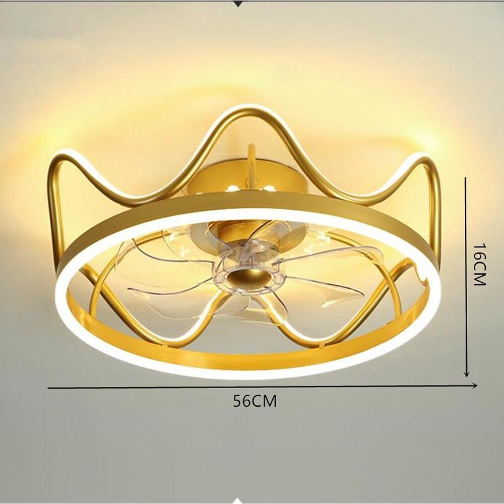 Crown Shapes Gold Black Ceiling Fan with Light