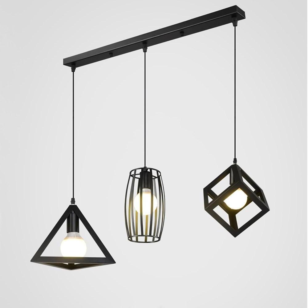 Geometric LED Adjustable Black Vintage Pendant Lighting Chandelier