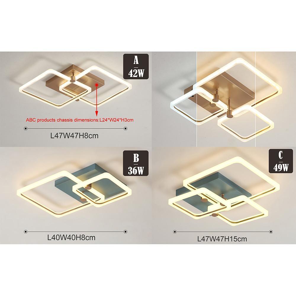 Squares Artistic Dimmable LED Modern Ceiling Lights Flush Mount Lighting