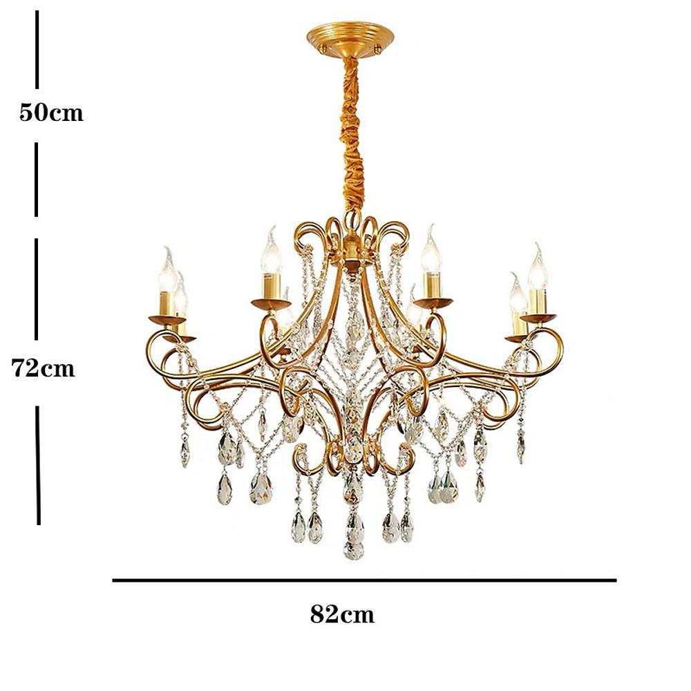 Vintage 8-Light Candle Chandelier with Crystal Accents