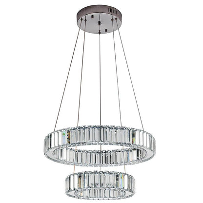 2-ring Regular Shape Steel Crystal LED Chandelier