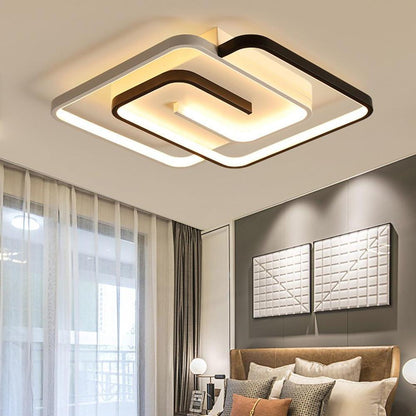 Interlocking Shapes Flush Mount Ceiling Light Abstract Geometrical LED Light