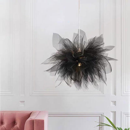 20'' Fabric Flower Design Electroplated Metal LED Modern Pendant Lights