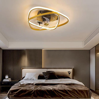 Gold Flush Mount Industrial Ceiling Fans with Remote and LED Lights