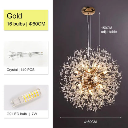 El Sol Crystal Dandelion Lighting Fixture