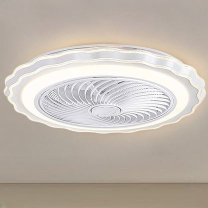 Goldish White Crown-Shaped Modern Bladeless Ceiling Fan with light and Remote