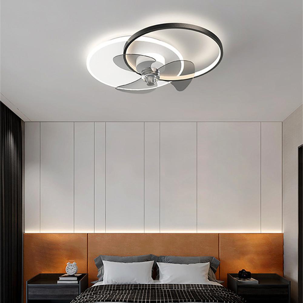 24'' LED Circle Flush Mount Ceiling Fan Bedroom Ceiling Fan Lights Dimmable with Remote Control