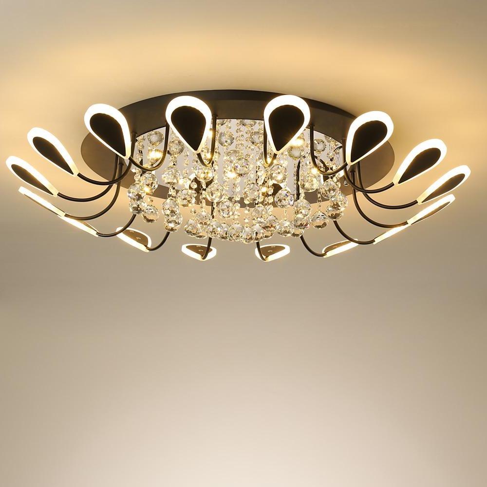 Flower Shaped Dimmable LED Crystal Modern Flush Mount Lighting Ceiling Light