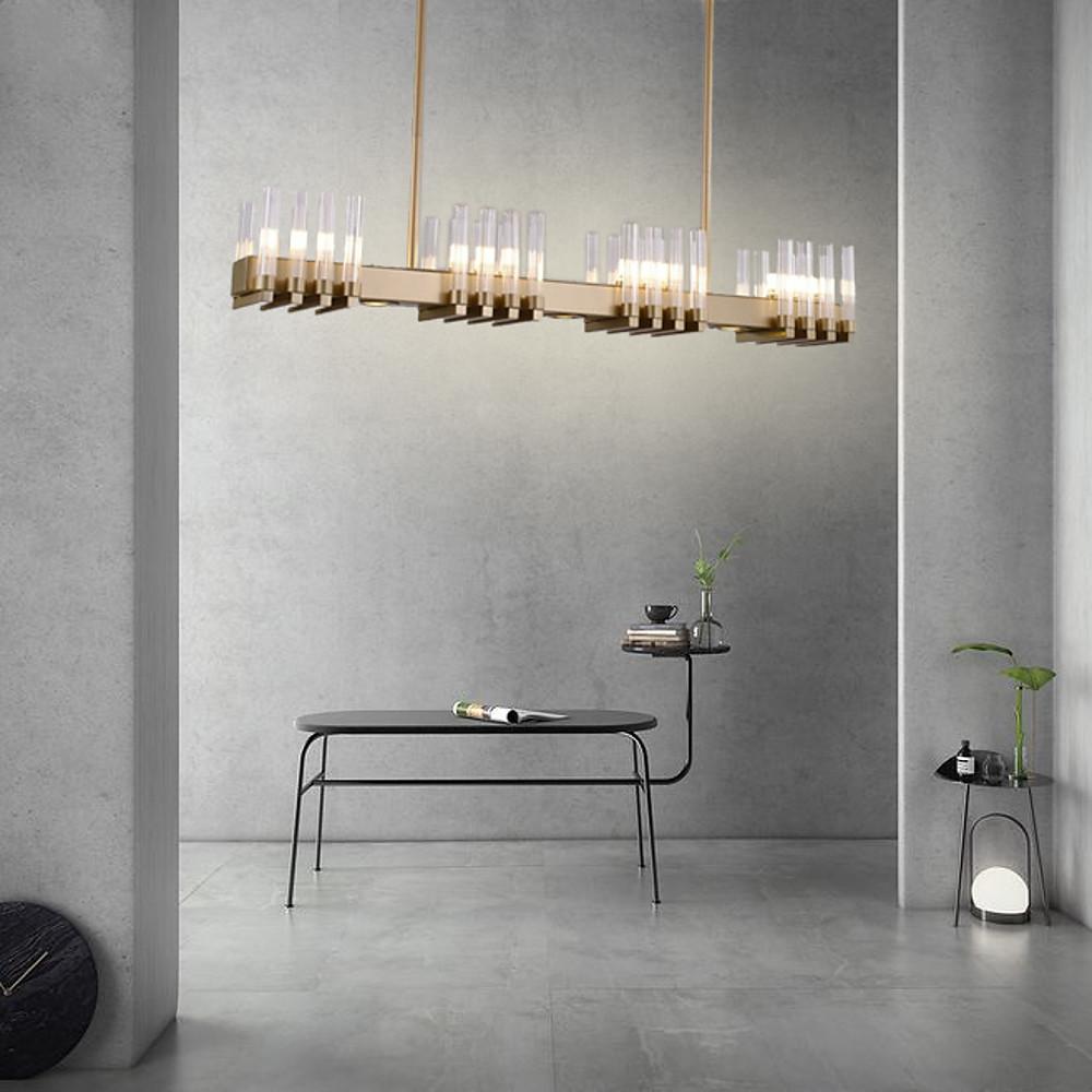 Creative Linear Electroplated Metal Glass LED Modern Chandeliers Pendant Light