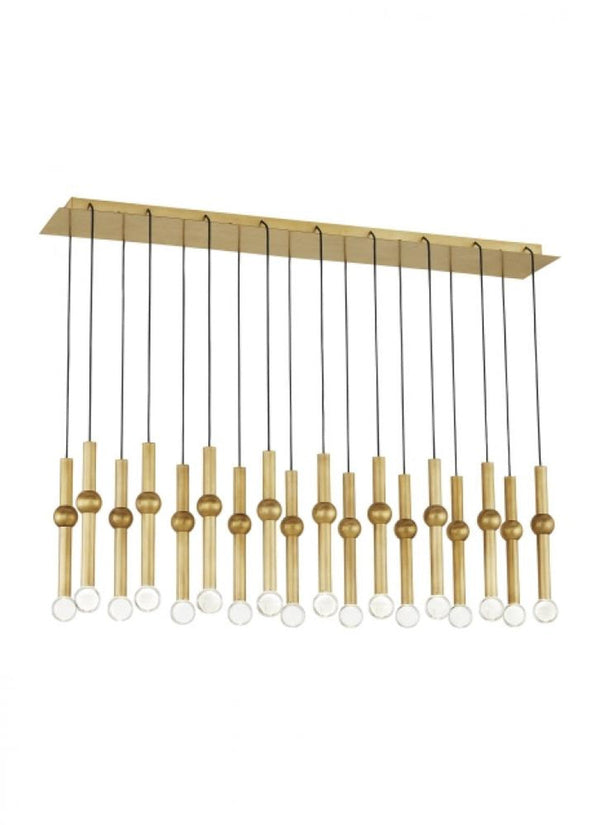 Ceiling Chandelier, 18-Light, LED, Natural Brass, 44.2"L (700TRSPGYD18TNB-LED930120 70PGDKJ)