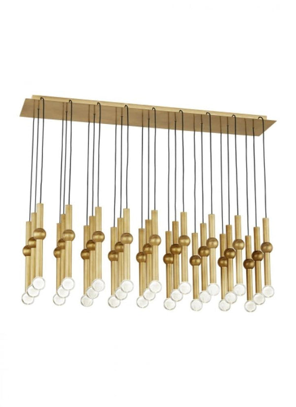 Ceiling Chandelier, 27-Light, LED, Natural Brass, 44.2"L (700TRSPGYD27TNB-LED930120 70PGDKN)