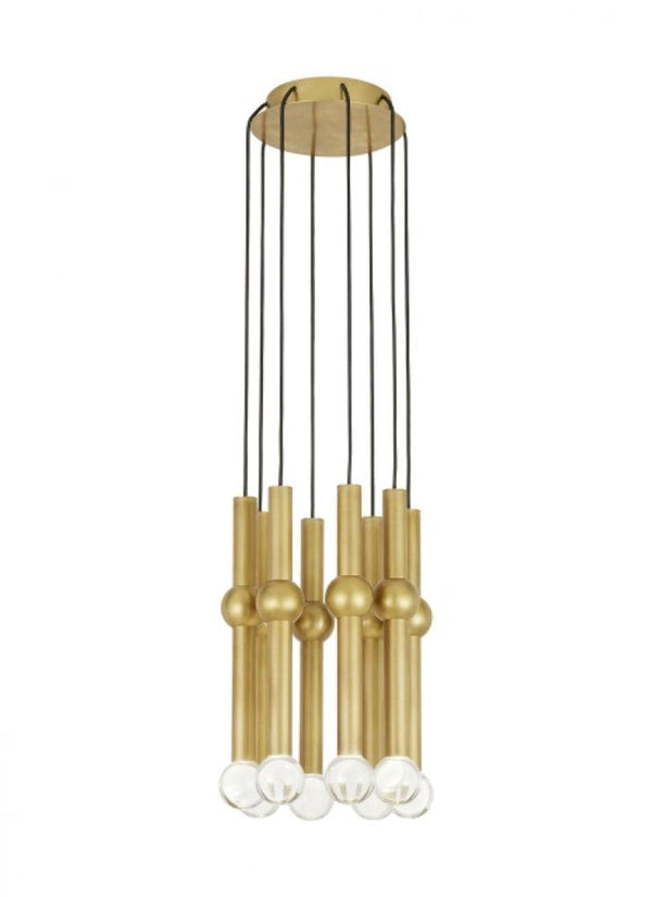 Light Chandelier, 8-Light, LED, Natural Brass, 14.1"H (700TRSPGYD8RNB-LED930 70PGDKW)