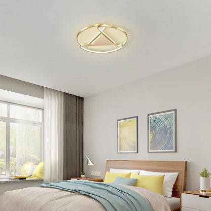 Triangles Circle Metal LED Flush Mount Ceiling Light for Bedroom