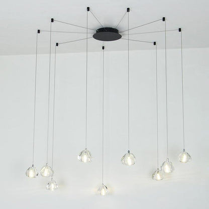 Contemporary Cluster Design Raindrop Chandelier Metal Crystal Ceiling Light