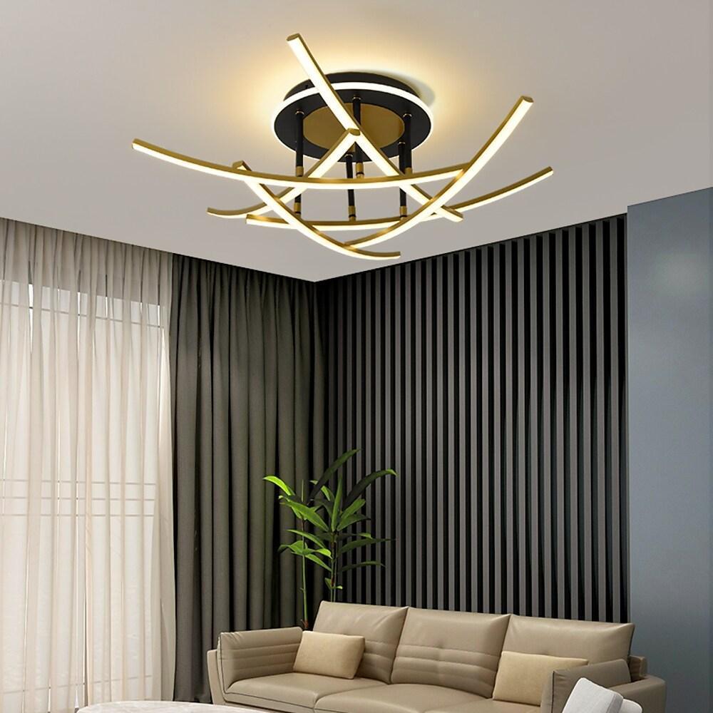 Curved Linear Dimmable LED Artistic Nordic Ceiling Lights Flush Mount Lighting