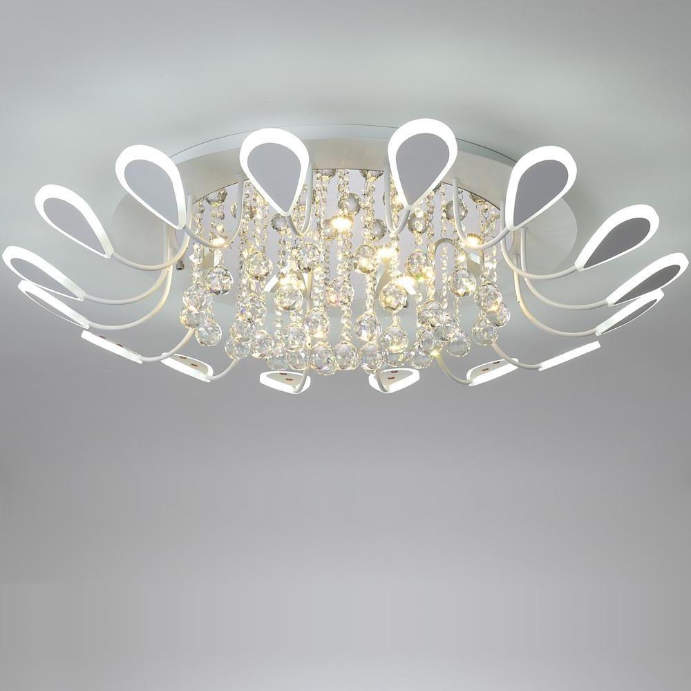 Flower Shaped Dimmable LED Crystal Modern Flush Mount Lighting Ceiling Light