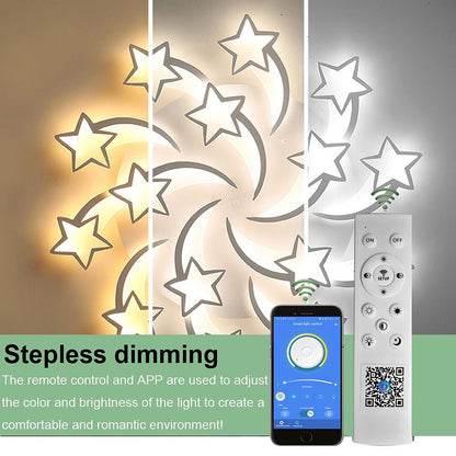 Celestial Shooting Stars Flush Mount Ceiling Light- LED, Dimmable, White, 5 to 15 Star Lights