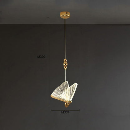 Butterfly Shaped Coastal Pendant Lights Metal Acrylic Bedroom Ceiling Lights