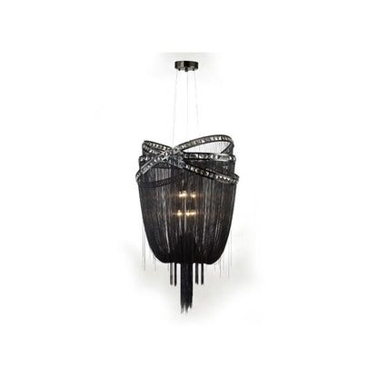 Wilshire Blvd. 6-Light Chandelier in Black Chrome with Smoke Crystal