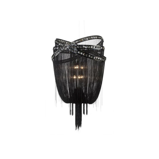 Wilshire Blvd. 6-Light Chandelier in Black Chrome with Smoke Crystal