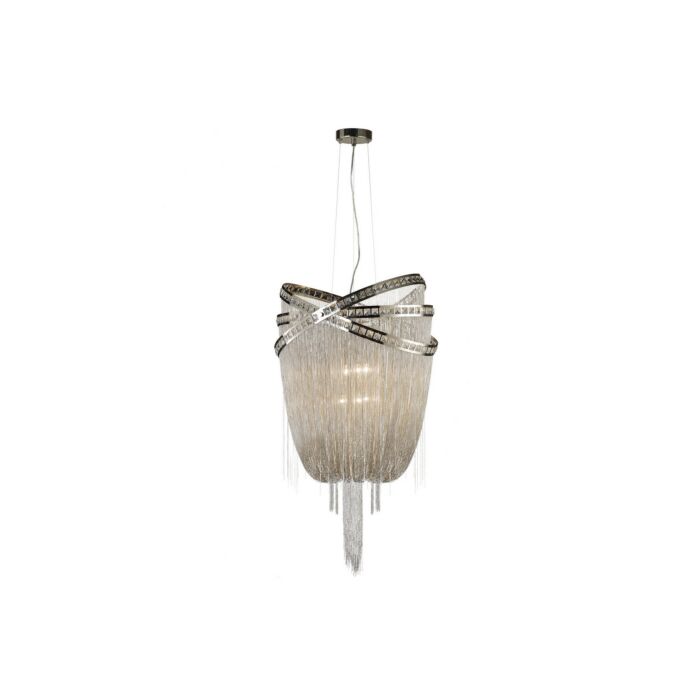 Wilshire Blvd. 6-Light Chandelier in Polish Nickel with Crystal