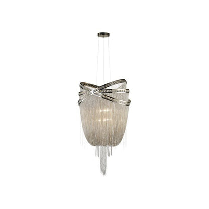 Wilshire Blvd. 6-Light Chandelier in Polish Nickel with Crystal