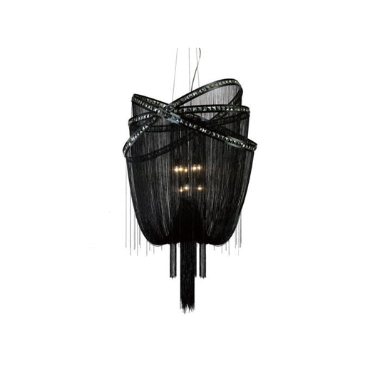 Wilshire Blvd. 9-Light Chandelier in Black Chrome with Smoke Crystal