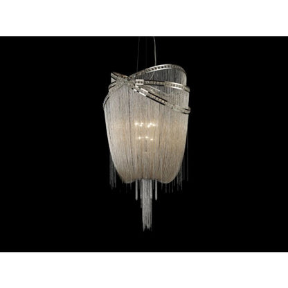 Wilshire Blvd. 9-Light Chandelier in Polish Nickel with Crystal