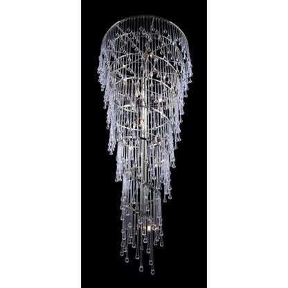 Hollywood Blvd. 29-Light Chandelier in Polish Nickel with Clear Glass Tear Drops