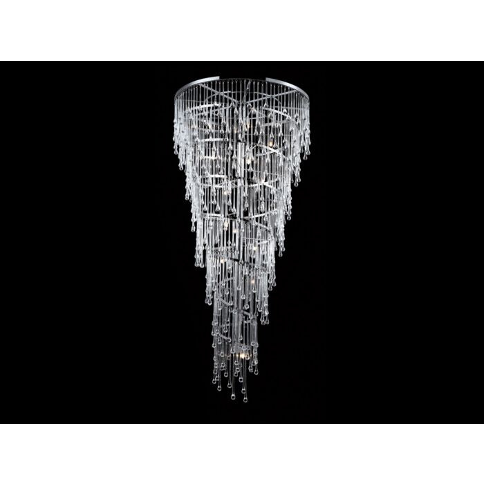 Hollywood Blvd. 29-Light Chandelier in Polish Nickel with Clear Glass Tear Drops