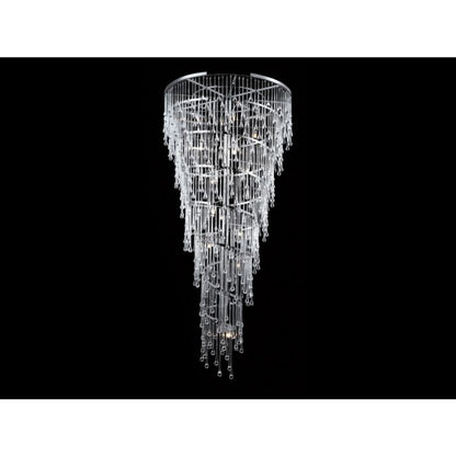 Hollywood Blvd. 29-Light Chandelier in Polish Nickel with Clear Glass Tear Drops