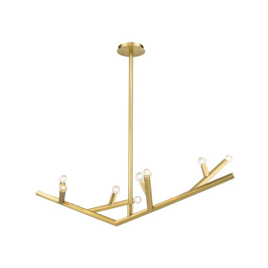 The Oaks 8-Light Linear Pendant in Brushed Brass