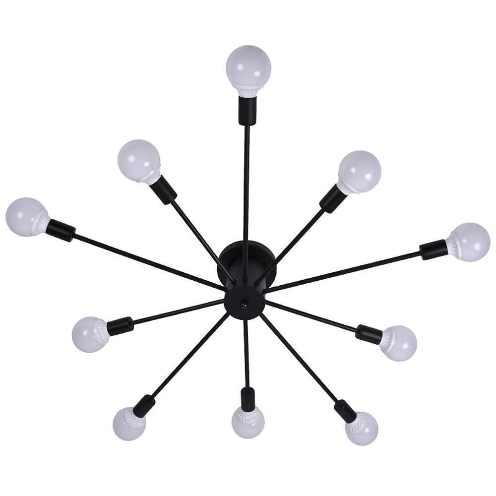 Metal Large Flush Mount Ceiling Light with 10 Sporadic Positioned LED Incandescent Lights