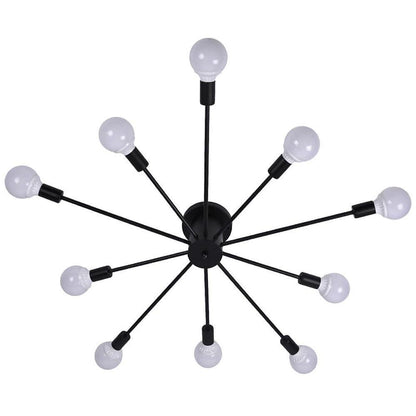 Metal Large Flush Mount Ceiling Light with 10 Sporadic Positioned LED Incandescent Lights