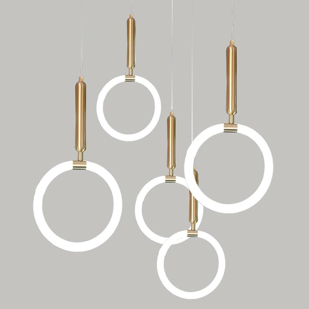 Circle Cylinder Island Pendant Lighting Metal Silica Gel LED Ceiling Light