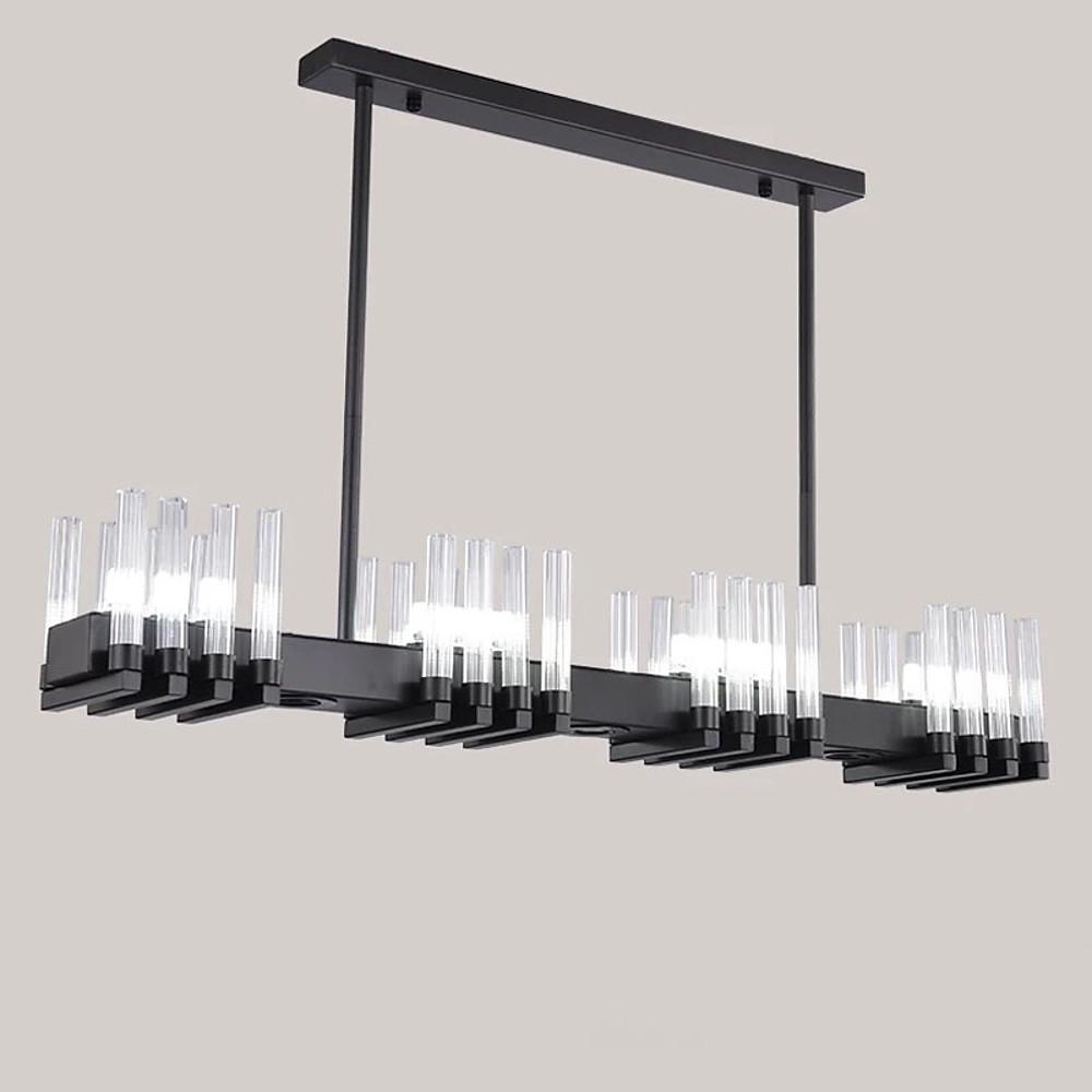 Creative Linear Electroplated Metal Glass LED Modern Chandeliers Pendant Light