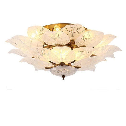 Leaves Flush Mount Ceiling Light Metal Glass Unusual LED Light