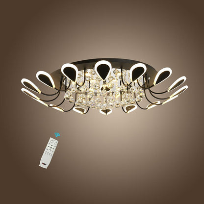 Flower Shaped Dimmable LED Crystal Modern Flush Mount Lighting Ceiling Light