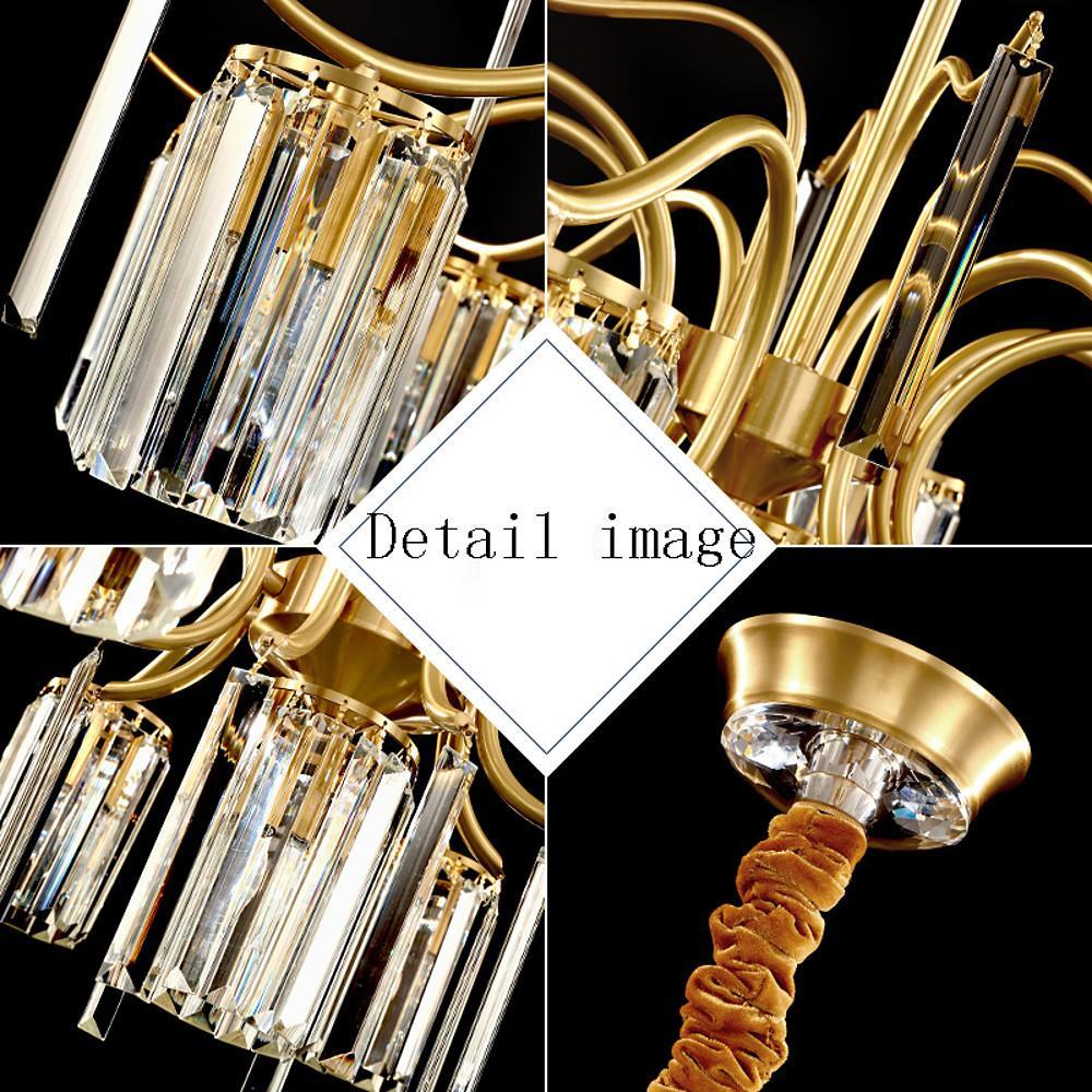 Classical 11-lights LED Copper Glass Crystal Modern Chandeliers