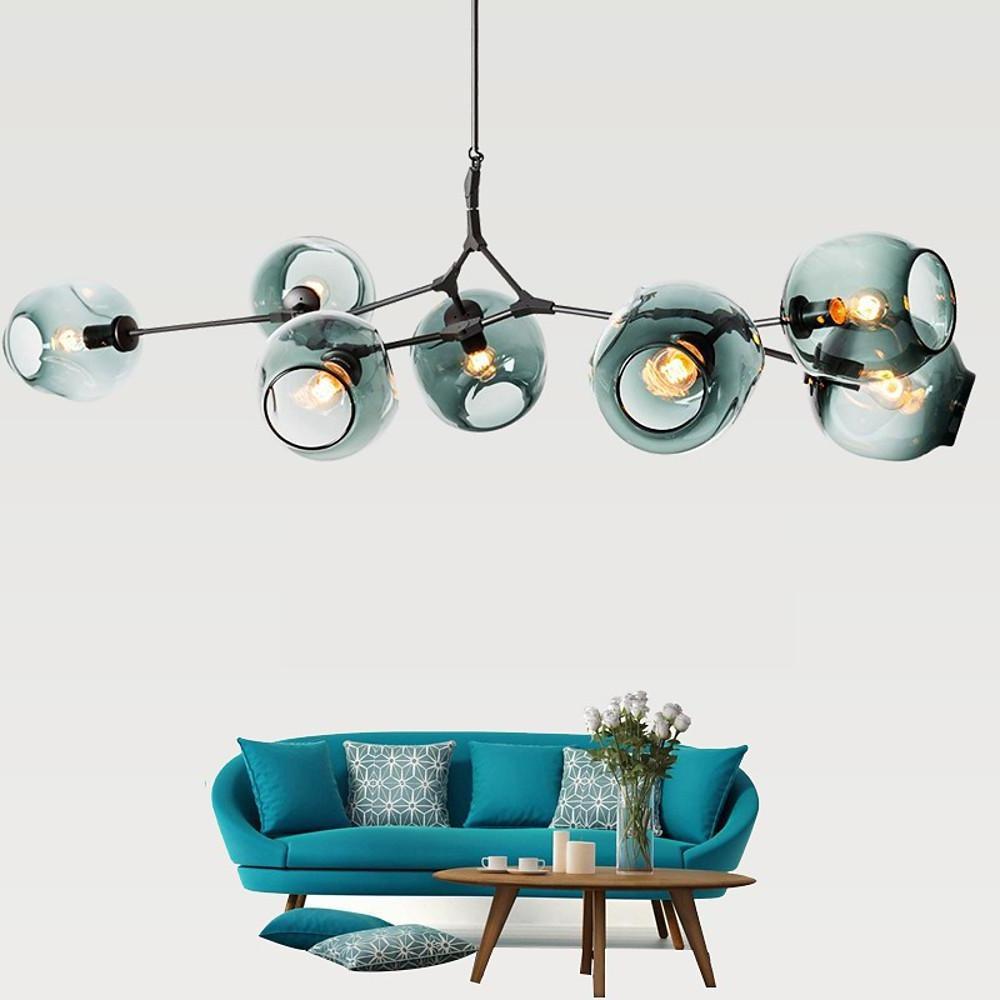 Globe Sputnik Industrial Glass Chandelier Modern Lighting with Customizable Color Shades