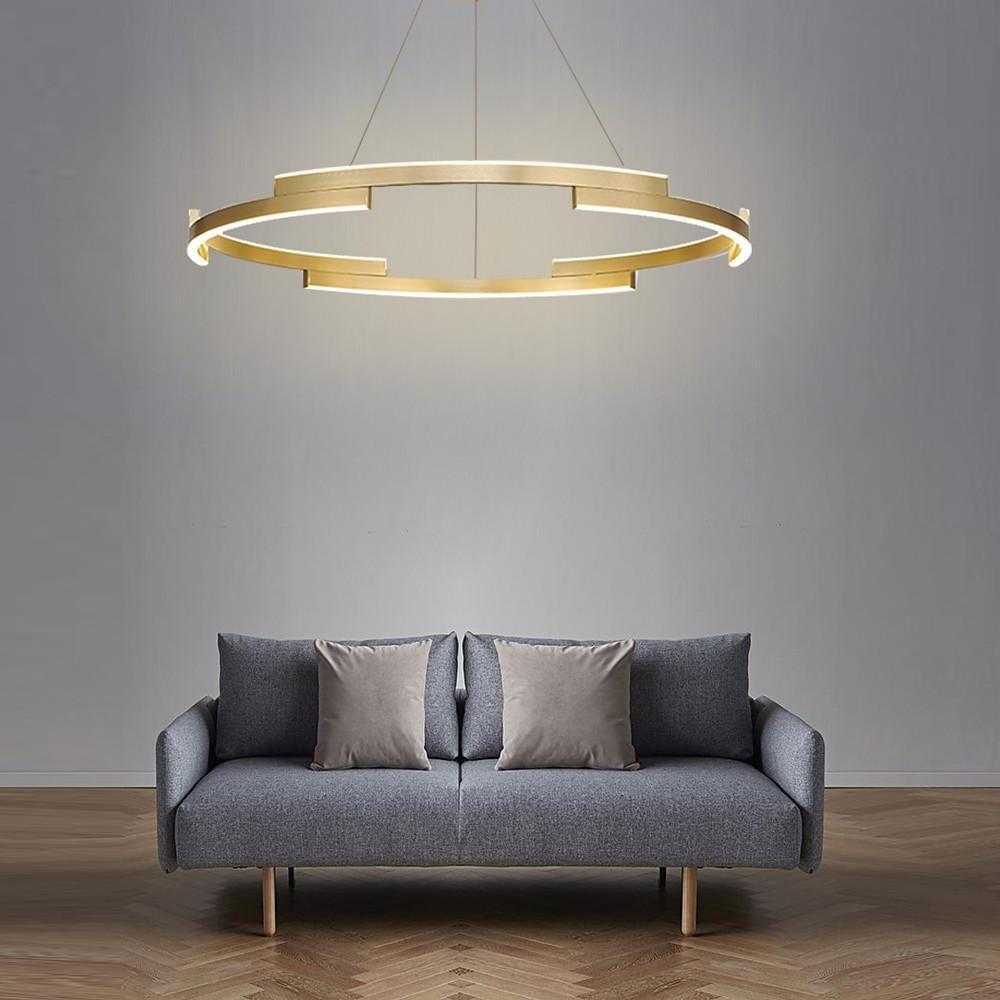 Interlocking Round Gold Chandelier for Living Room