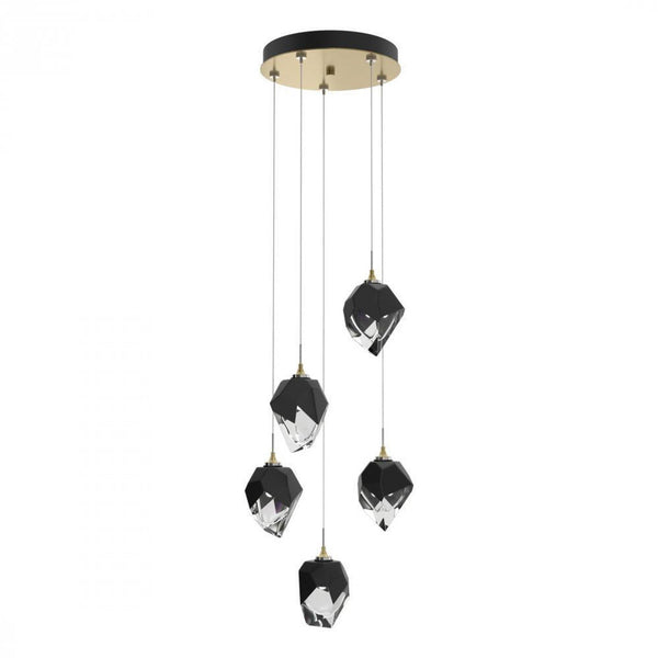 Pendant, 5-Light, Modern Brass, Black Polished Crystal, 15.4"W (131137-SKT-STND-86-BP0754 5YZTG8)