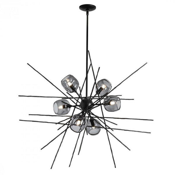 Pendant, 6-Lights, Black, Cool Grey, 39.2"W (131590-SKT-MULT-10-YL0709 5YZYDK)