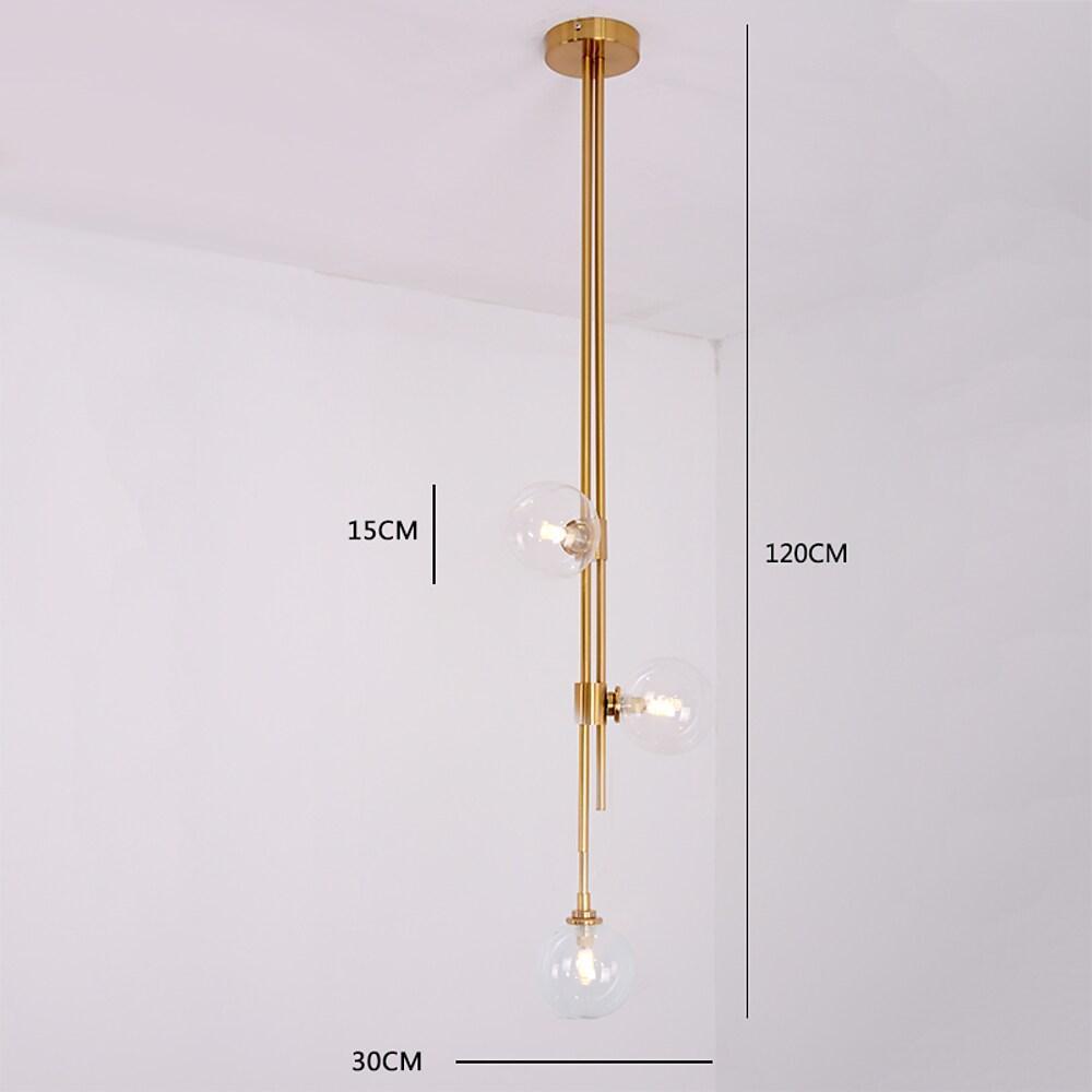 Elongated Gold Pendant Light Metal Glass Industrial Pendant Lighting