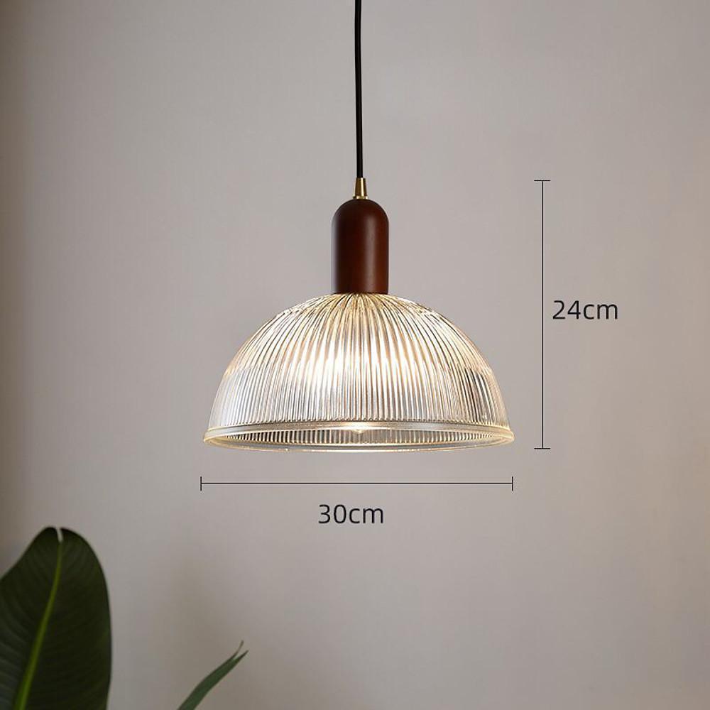 Country Glass Bamboo Wood Pendant Lighting Bowl Vintage Pendant Lighting