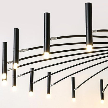 Linear Sputnik Chandelier - Black Metal,  12 Light, Modern Hanging Lights